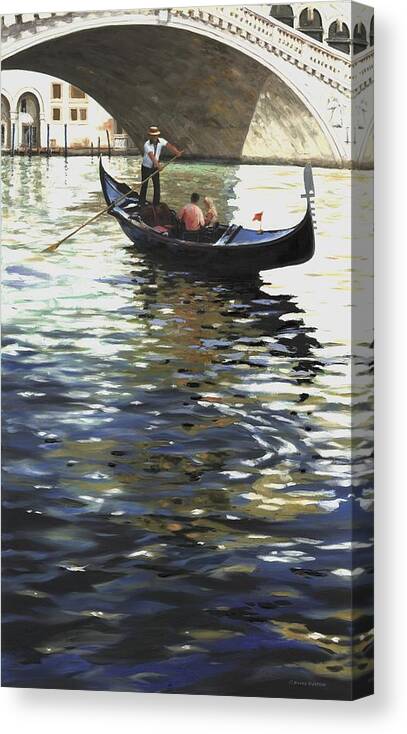 Venice Gondola Canvas Print featuring the painting Rialto Gondola by Michael Swanson
