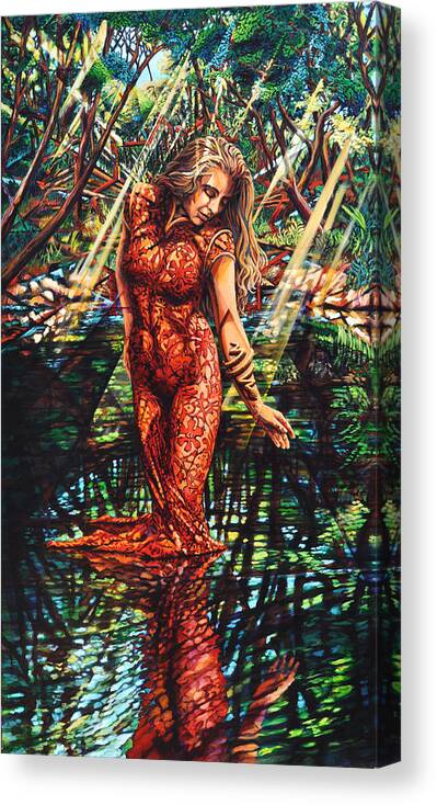 Girl Canvas Print featuring the painting River's Edge by Greg Skrtic