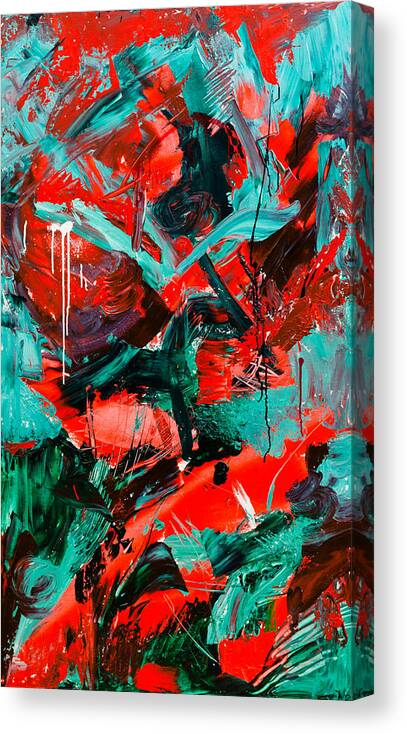 Red Canvas Print featuring the painting Rose by Maria Lankina