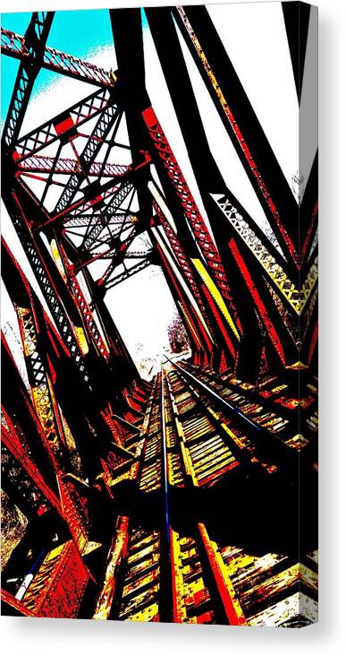  Canvas Print featuring the photograph RxR Bridge polarized by Daniel Thompson