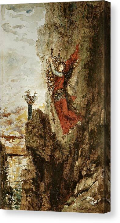 Gustave Moreau Canvas Print featuring the painting Sappho in Lefkada by Gustave Moreau