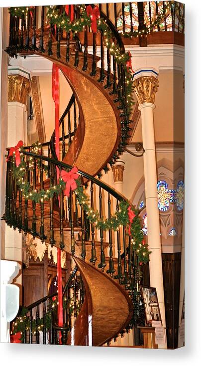 Loretto Chapel Canvas Print featuring the photograph The Mysterious Miracle Staircase by Kristina Deane