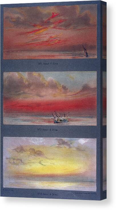 Krakatoa Canvas Print featuring the drawing Three Months After The Major Eruption by Mary Evans Picture Library