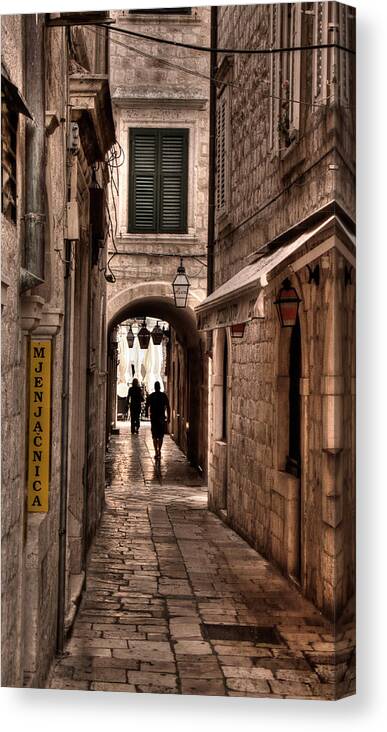 Dubrovnik Canvas Print featuring the photograph Tunnel in the White Streets of Dubrovnik by Weston Westmoreland