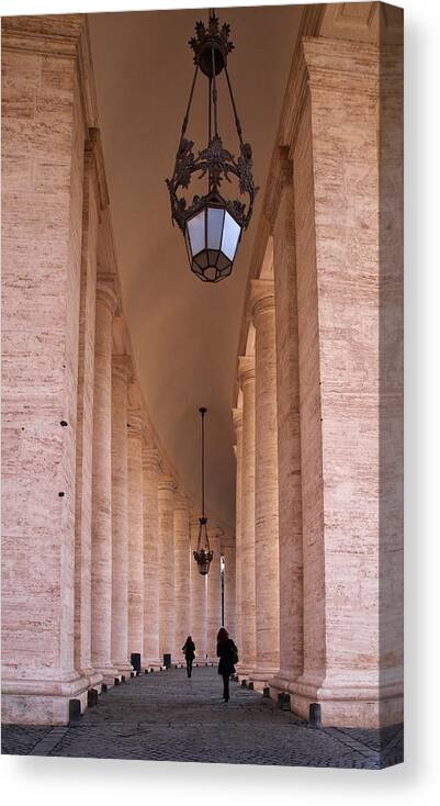 2013. Canvas Print featuring the photograph Vatican pillar alley by Jouko Lehto