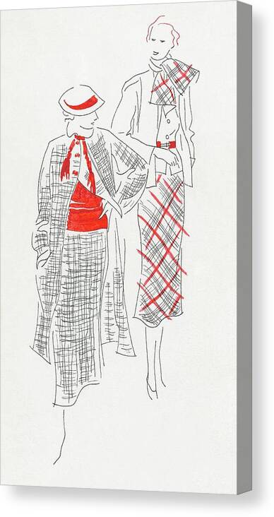 Accessories Canvas Print featuring the digital art Women Wearing Tweed And Plaid by William Bolin