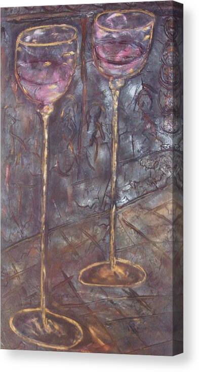 Wine Canvas Print featuring the mixed media First Date by Chuck Gebhardt