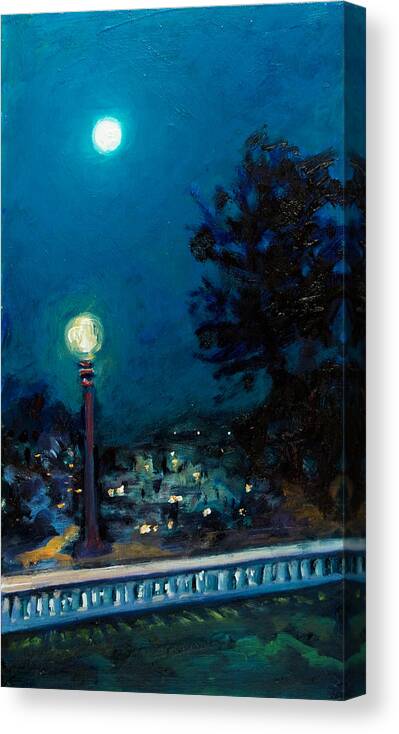 Night Scene Canvas Print featuring the painting Full moon by Rick Nederlof
