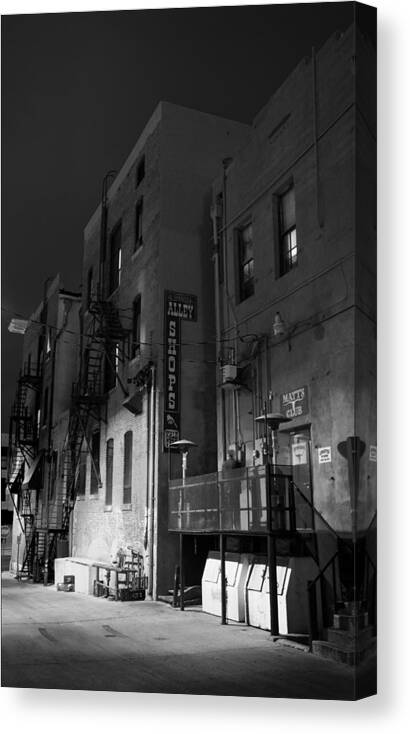 Alley Canvas Print featuring the photograph Night In The Alley by James Bethanis