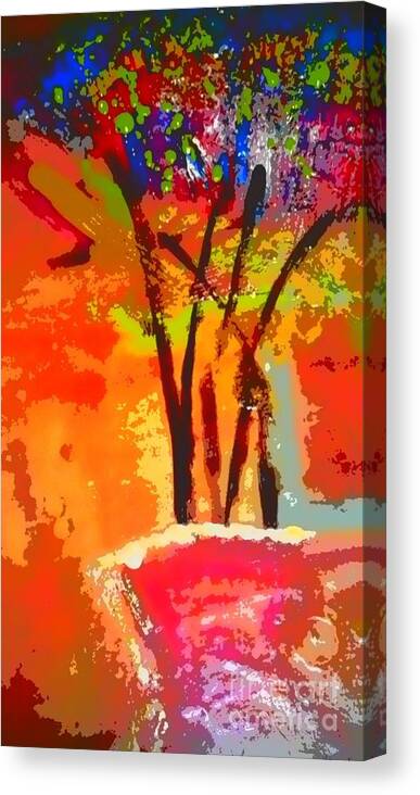 Greeting Cards Canvas Print featuring the digital art Vibrant Bouquet by Angela L Walker