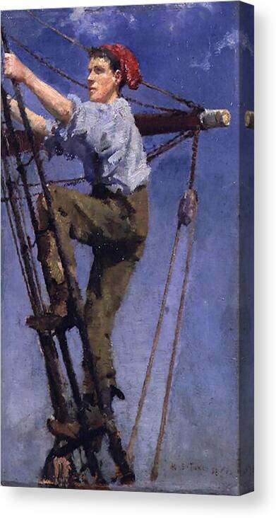 Going Canvas Print featuring the painting Going Aloft #2 by Henry Scott Tuke