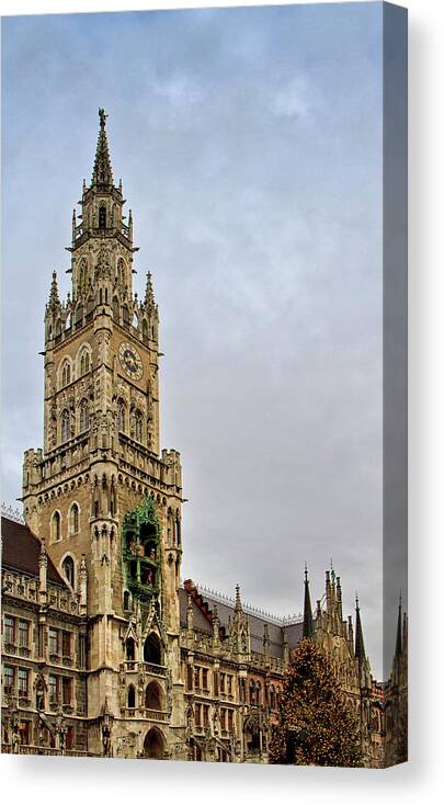 Marienplatz Canvas Print featuring the photograph The Glockenspiel Munich #2 by Shirley Mitchell