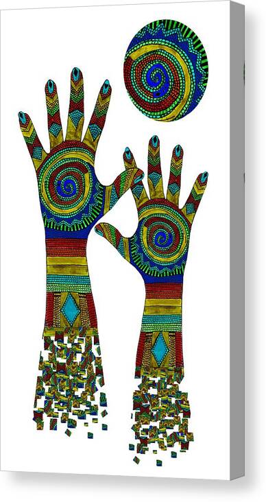 Aboriginal Hands Canvas Print featuring the digital art Aboriginal Hands Gold Transparent Background by Barbara St Jean