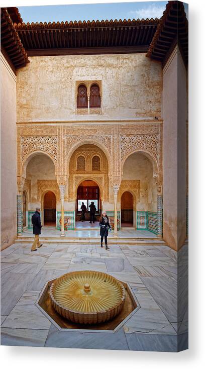 Courtyard Canvas Print featuring the photograph Alhambra Courtyard by Adam Rainoff