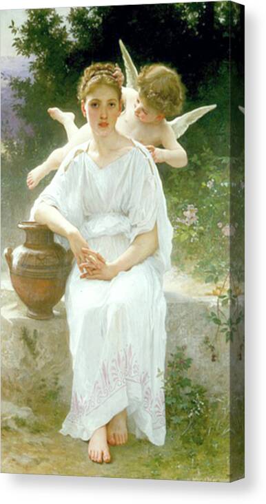 Angel Canvas Print featuring the mixed media Angel Whispers - Les murmures del Amour William by Adolphe Bouguereau