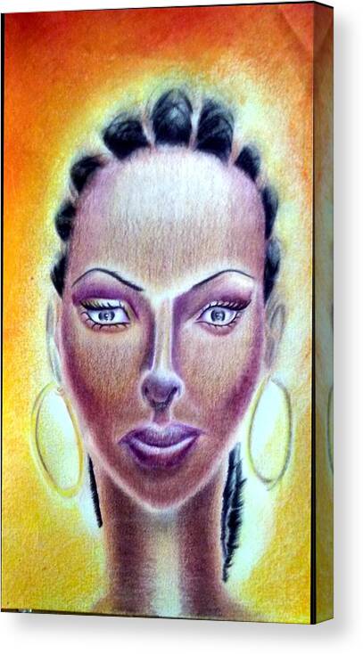 Black Art Canvas Print featuring the drawing Black Woman by Donald Cnote Hooker