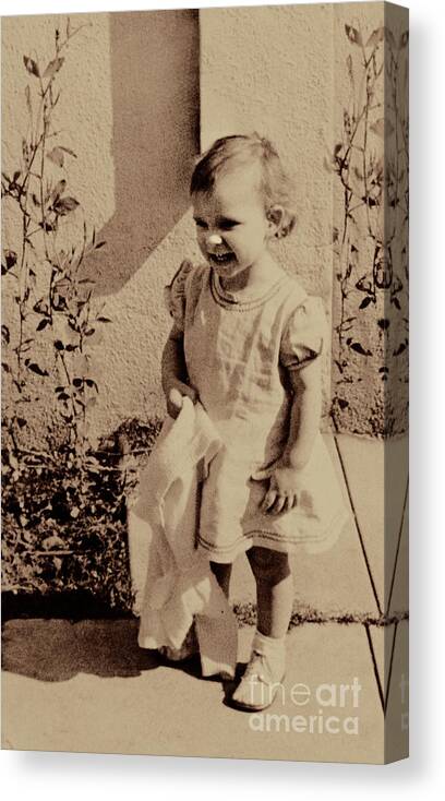 Child. Girl Canvas Print featuring the photograph Child of the 1940s by Linda Phelps