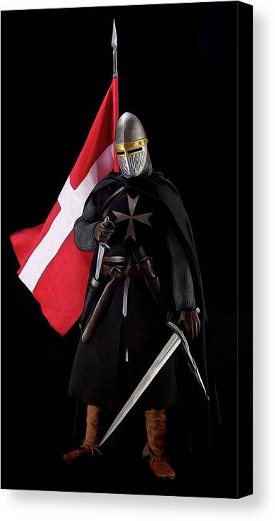 Crusader Knight Canvas Print featuring the painting Crusader Warrior - 03 by AM FineArtPrints
