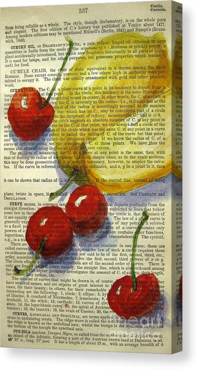 Cherries With Lemon Canvas Print featuring the painting Delighting the Senses by Maria Hunt