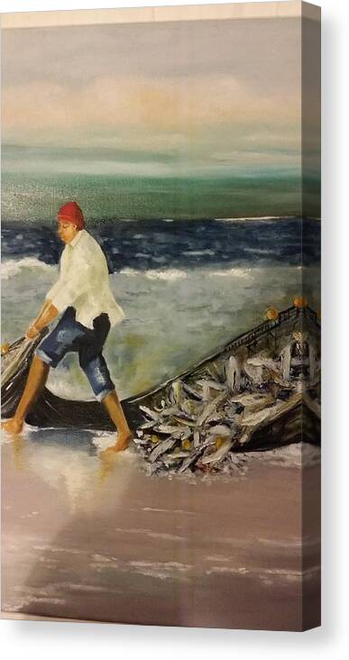  Canvas Print featuring the photograph Fisherman by Elizabeth Hoare Gregory