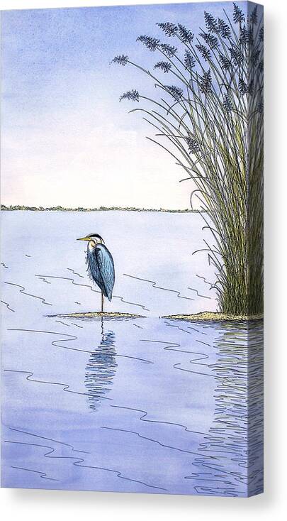 Great Blue Heron Canvas Print featuring the painting Great Blue Heron by Charles Harden