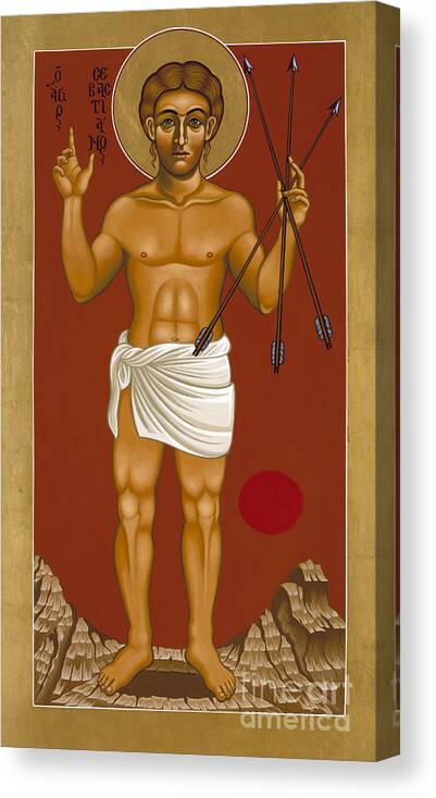 Holy Martyr St Sebastian Canvas Print featuring the painting Holy Martyr St Sebastian 032 by William Hart McNichols