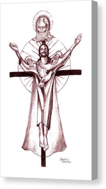 Religious Canvas Print featuring the drawing Holy Trinity by Madeline Lovallo