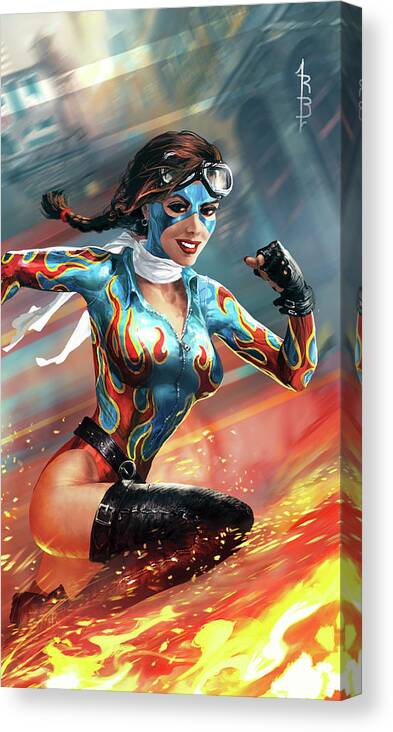 Comics Canvas Print featuring the digital art Hot Rod by Ryan Barger