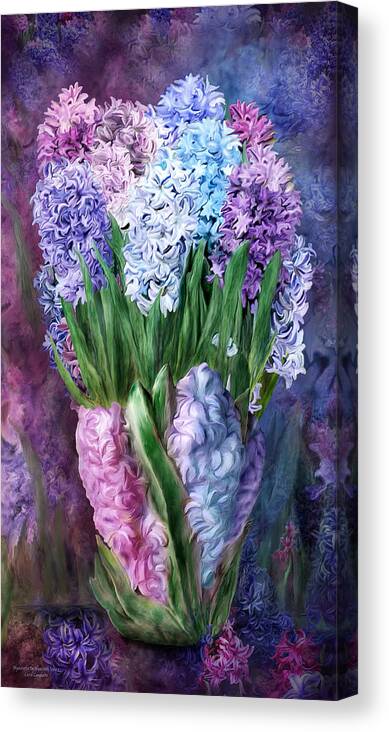 Carol Cavalaris Canvas Print featuring the mixed media Hyacinth In Hyacinth Vase 1 by Carol Cavalaris