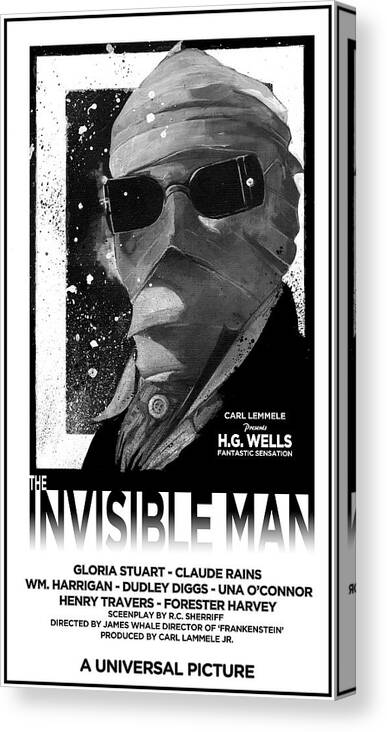 Universal Studios Art Canvas Print featuring the mixed media Invisible Man movie poster 1933 by Sean Parnell