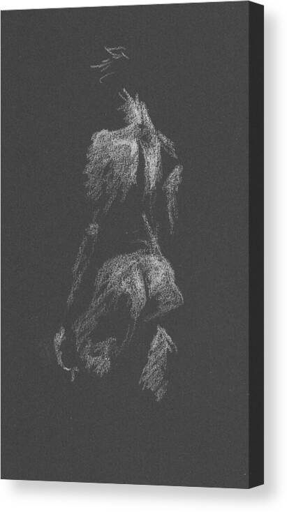 Figure Drawing Canvas Print featuring the drawing Kroki 2015 09 26 _3 Figure Drawing White Chalk by Marica Ohlsson