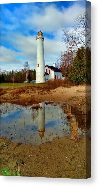 Sturgeon Point Lighthouse Canvas Print featuring the photograph Lake Huron Lighthouse by Michael Rucker