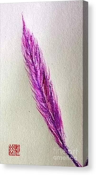 Purple Feather Canvas Print featuring the painting Light as a Feather by Margaret Welsh Willowsilk