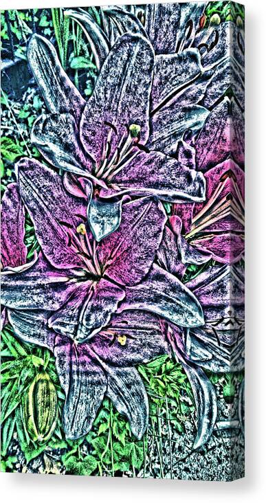 Grass Green Canvas Print featuring the digital art Lillies by Vickie G Buccini