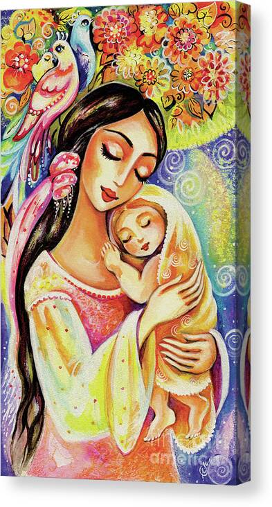 Mother And Child Canvas Print featuring the painting Little Angel Dreaming by Eva Campbell