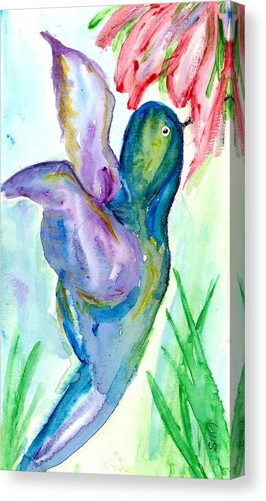 Hummingbirds Canvas Print featuring the painting Lucy by Stacey Torres