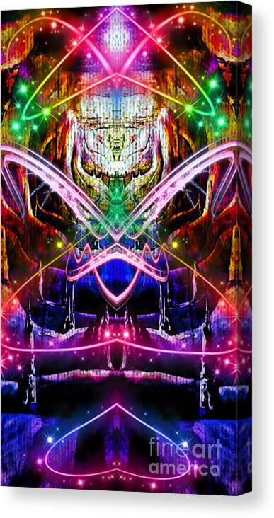 Neon Canvas Print featuring the digital art Neon Gremlins by JD Poplin