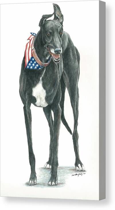 Pet Canvas Print featuring the painting Patriotic Greyhound by Charlotte Yealey