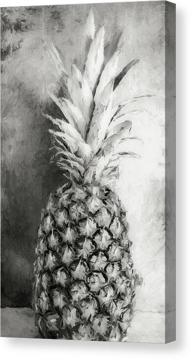 Bold Colors Canvas Print featuring the photograph Pineapple Black and White by Andrea Anderegg