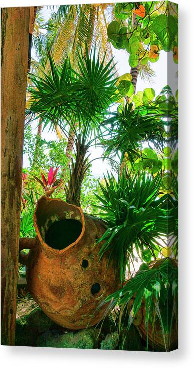 Belize Canvas Print featuring the photograph Pottery Ambergris Caye Belize by Waterdancer
