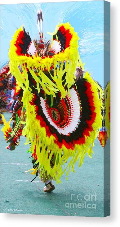 American Canvas Print featuring the photograph Powwow Dancer ... Montana Art Photo by GiselaSchneider MontanaArtist