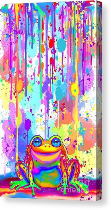Frog Canvas Print featuring the painting Rainbow Painted Frog by Nick Gustafson