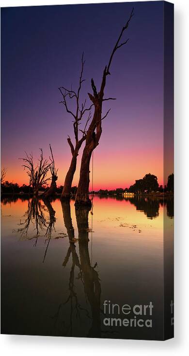 Murray River Renmark South Australia Paringa Dusk Evening Sunset Landscape Australian Canvas Print featuring the photograph Renmark South Australia sunset by Bill Robinson