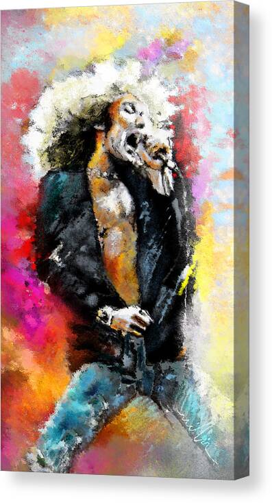 Music Canvas Print featuring the painting Robert Plant 03 by Miki De Goodaboom