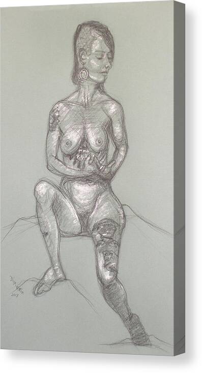 Realism Canvas Print featuring the drawing Tara - Arms Folded by Donelli DiMaria