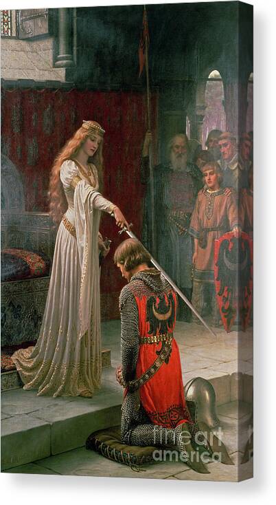 The Canvas Print featuring the painting The Accolade by Edmund Blair Leighton