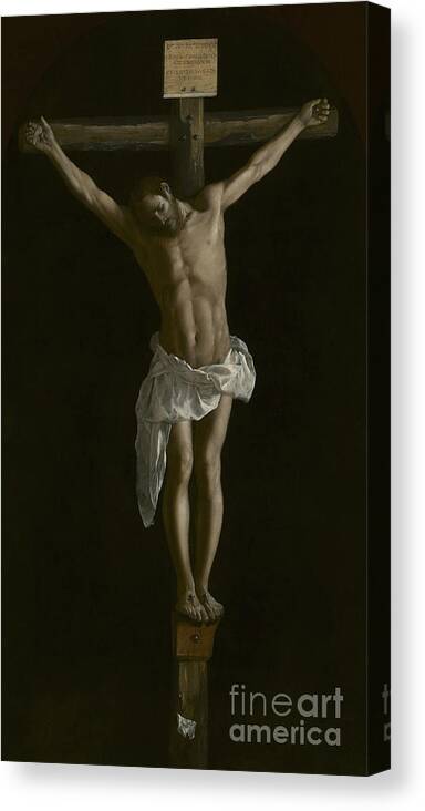 Crucifixion Canvas Print featuring the painting The Crucifixion by Francisco de Zurbaran by Francisco de Zurbaran