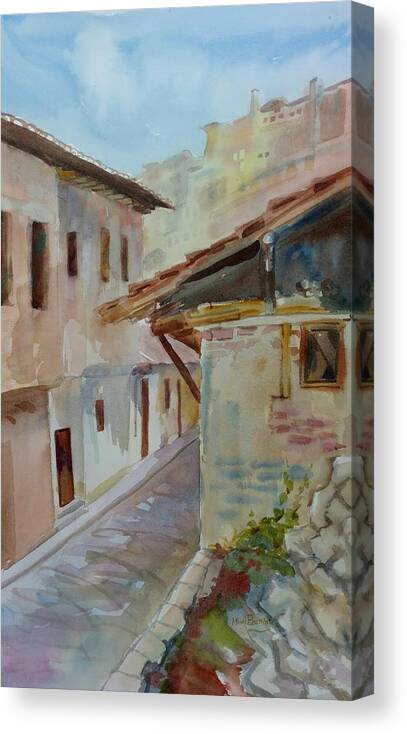 Medieval Street Canvas Print featuring the painting Veliko Turnavo Detail by Mimi Boothby