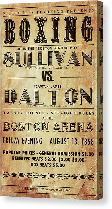 1858 de boxe John Sullivan vs James Dalton Look vintage Reproduction plaque en métal 30,5 x 45,7 cm 