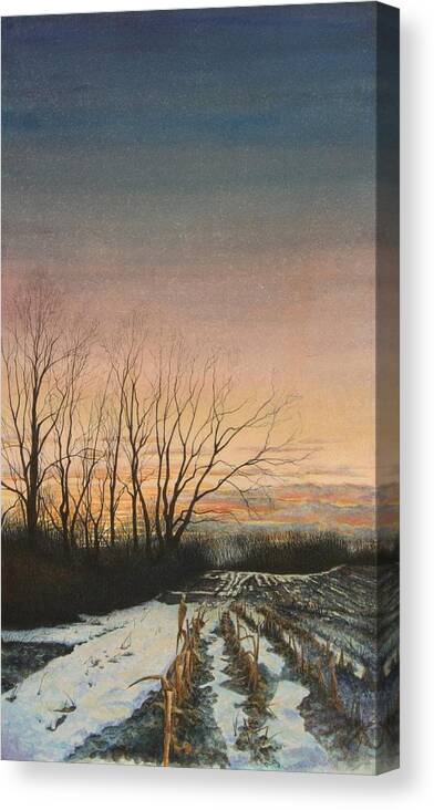 Landscape Canvas Print featuring the painting Winter Field by Stephen Bluto